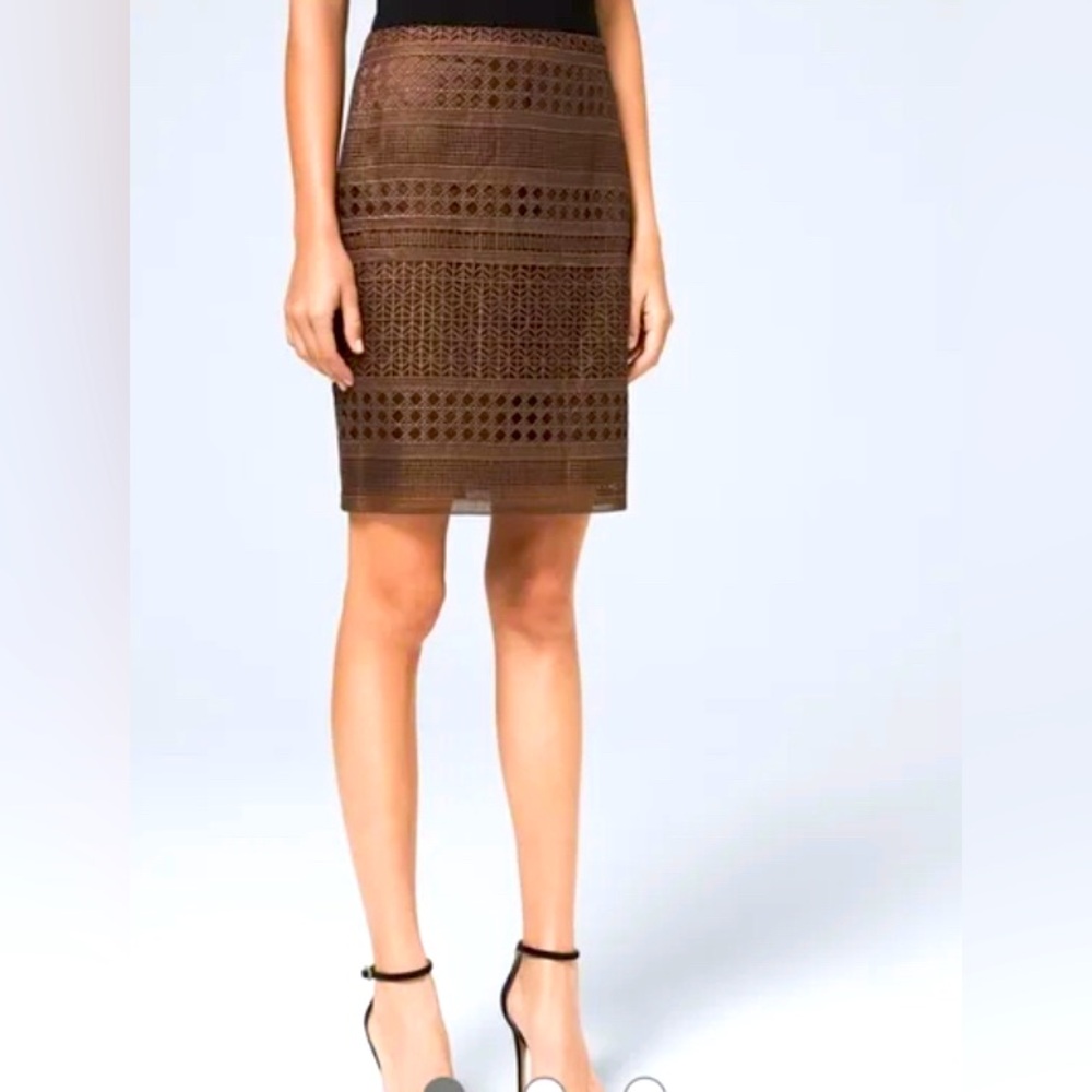 White House Black Market Foiled Lace Pencil Skirt